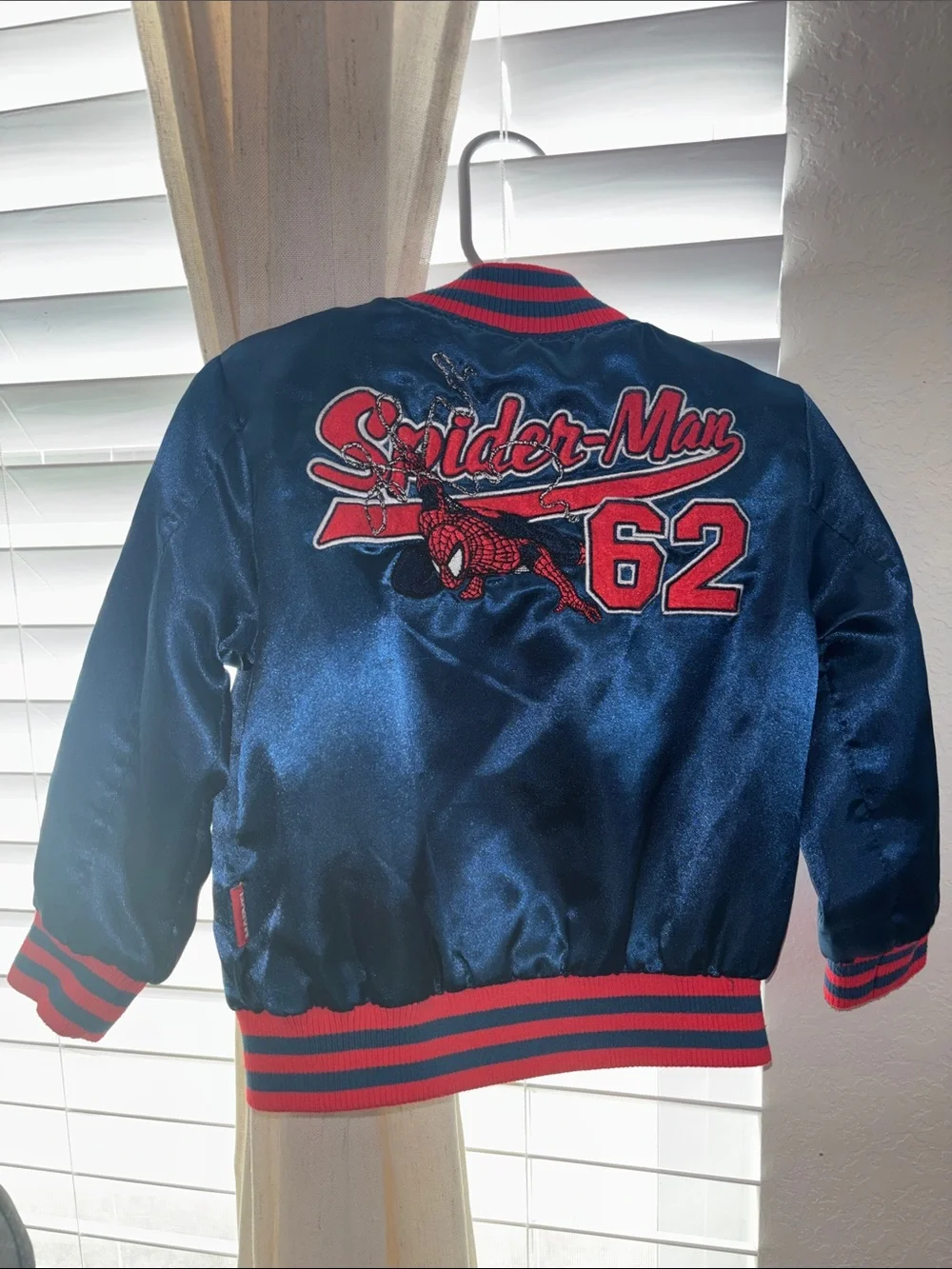 Satin Disney Navy and Red Spider-Man Kids Bomber Jacket